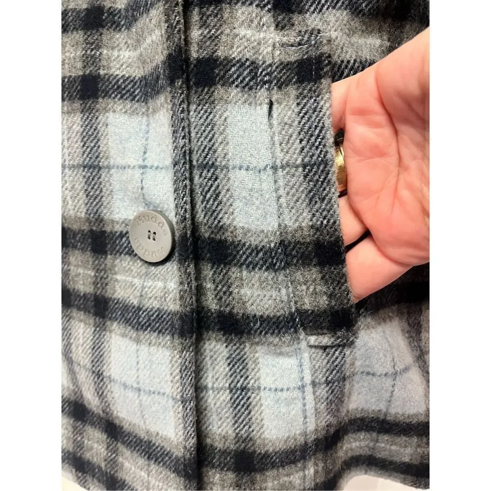 Mudd Y2K Light Blue Plaid Pea Coat sz M 12/14 EUC